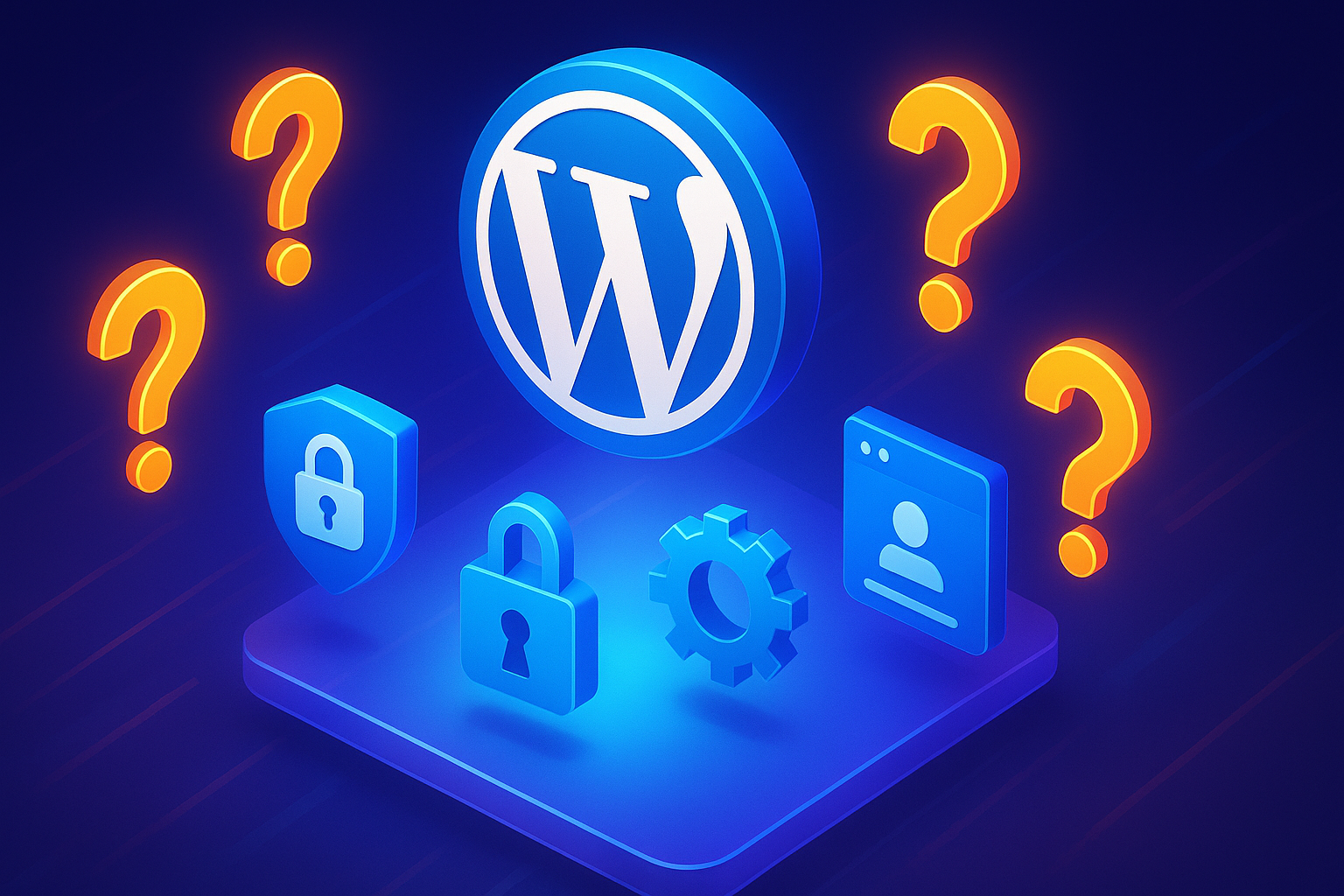 WordPress Security Icons in Neon Glow
